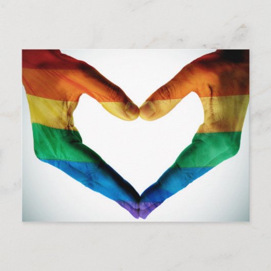 Handen schilderd als regenbooghart briefkaart (Voorkant)