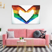 Handen schilderd als regenbooghart canvas afdruk (Insitu (Woonkamer))