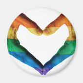 Handen schilderd als regenbooghart magneet (Voorkant)