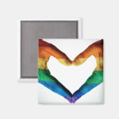 Handen schilderd als regenbooghart magneet (Voorkant / Achterkant)