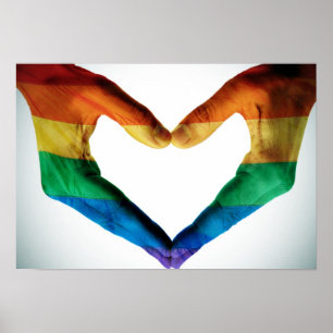 Handen schilderd als regenbooghart poster