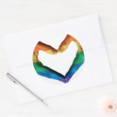 Handen schilderd als regenbooghart ronde sticker (Envelop)