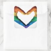 Handen schilderd als regenbooghart vierkante sticker (Tas)