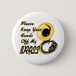 Handen uit Brass/Tuba Ronde Button 5,7 Cm