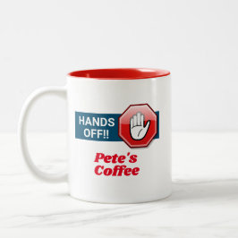 Handen uit! Gepersonaliseerd Tweekleurige Koffiemok