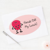  "Handen Uit Mijn Lunch" Framboos Ovale Sticker (Envelop)