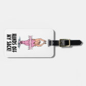 Handen uit mijn zak-Funny Roze Tutu-Cartoon Bagagelabel (Voorkant horizontaal)