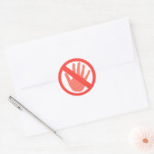 Handen uit ronde sticker (Envelop)