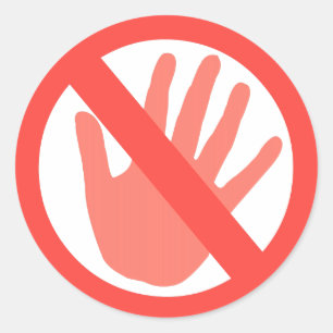 Handen uit ronde sticker