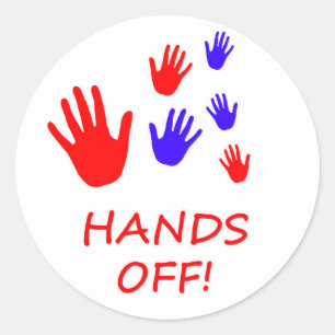 handen uit ronde sticker