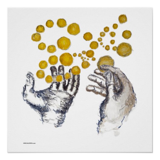 Handen Uitgestrekt met Gouden Bollen Perfect Poster (Voorkant)