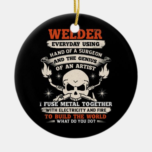 Handen van een chirurg Welder Funny Welding Mannen Keramisch Ornament (Voorkant)