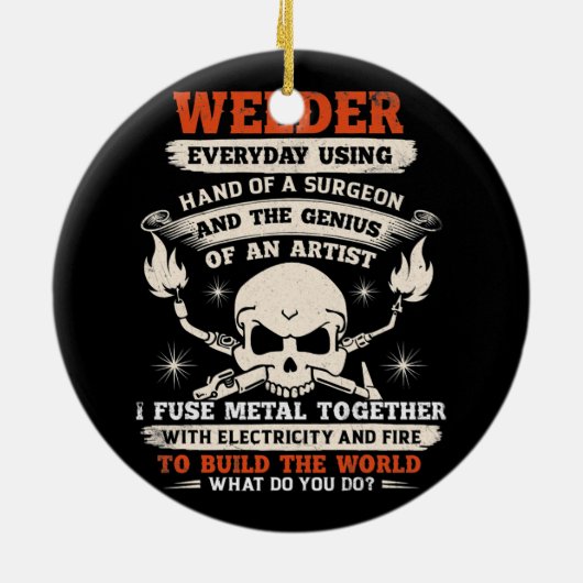 Handen van een chirurg Welder Funny Welding Mannen Keramisch Ornament (Achterkant)