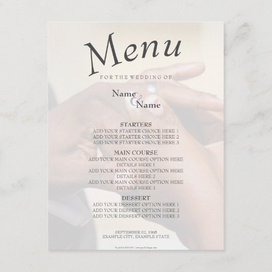 Handen van een fantastisch bruiloft-koppel Ring Informatiekaartje (Achterkant)