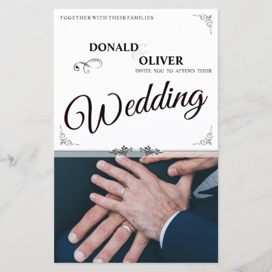 Handen van een Gay Bruiloft Paar met Ringen (Voorkant)