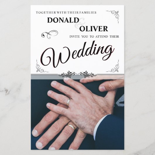 Handen van een Gay Bruiloft Paar met Ringen (Voorkant)