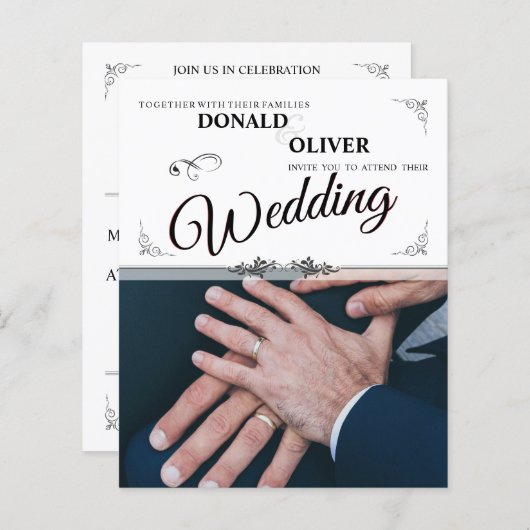 Handen van een Gay Bruiloft Paar met Ringen (Voorkant / Achterkant)