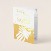 Handen van een Gay Bruiloft Paar met Ringen Folie Kaarten (Voorkant)