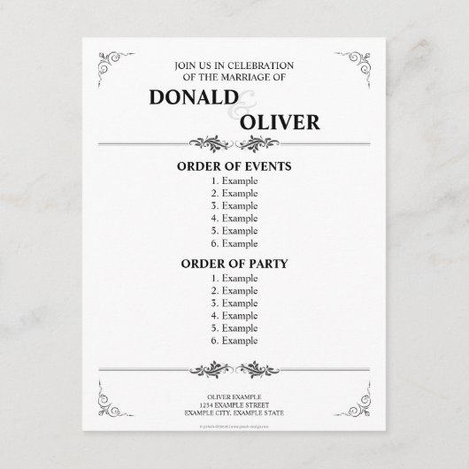 Handen van een Gay Bruiloft Paar met Ringen Informatiekaartje (Achterkant)