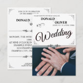 Handen van een Gay Bruiloft Paar met Ringen Informatiekaartje (Voorkant / Achterkant)