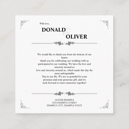 Handen van een Gay Bruiloft Paar met Ringen Informatiekaartje (Achterkant)