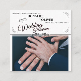 Handen van een Gay Bruiloft Paar met Ringen Informatiekaartje