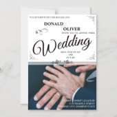 Handen van een Gay Bruiloft Paar met Ringen Magnetische Uitnodiging (Voorkant)