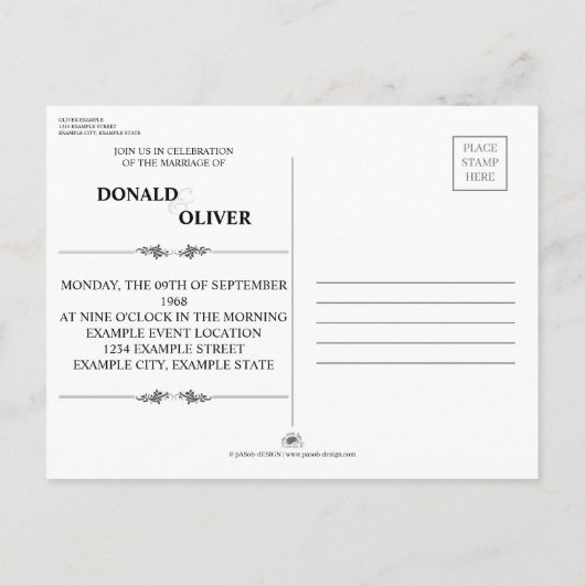 Handen van een Gay Bruiloft Paar met Ringen Uitnodiging Briefkaart (Achterkant)