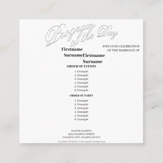 Handen van een gekleurd bruiloft paar met ring informatiekaartje (Achterkant)