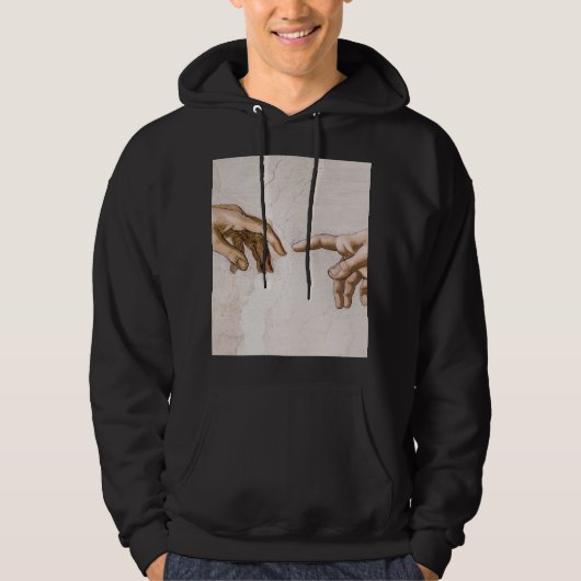 Handen van God de vader en Adam van Michelangelo Hoodie (Voorkant)