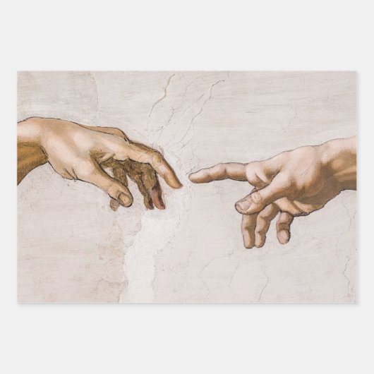 Handen van God de vader en Adam van Michelangelo Inpakpapier Vel (Voorkant 2)