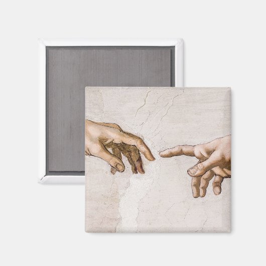 Handen van God de vader en Adam van Michelangelo Magneet (Voorkant / Achterkant)