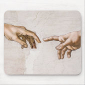 Handen van God de vader en Adam van Michelangelo Muismat (Voorkant)