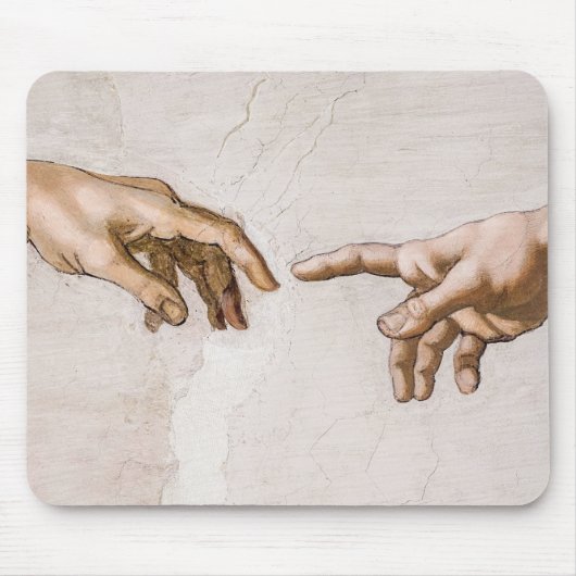 Handen van God de vader en Adam van Michelangelo Muismat (Voorkant)