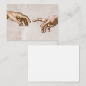 Handen van God de vader en Adam van Michelangelo Notitiekaartje (Voorkant / Achterkant)