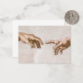 Handen van God de vader en Adam van Michelangelo Notitiekaartje (Voorkant / Achterkant in situ)