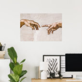 Handen van God de vader en Adam van Michelangelo Poster (Thuiskantoor)