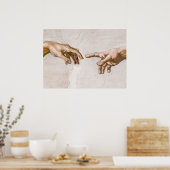 Handen van God de vader en Adam van Michelangelo Poster (Keuken)