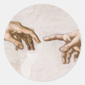 Handen van God de vader en Adam van Michelangelo Ronde Sticker (Voorkant)
