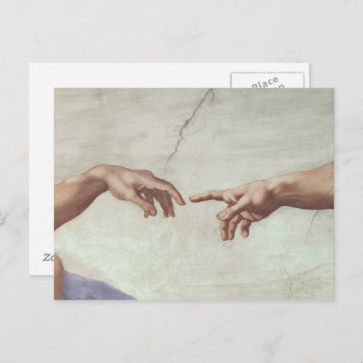 Handen van God en Adam Briefkaart (Voorkant / Achterkant)