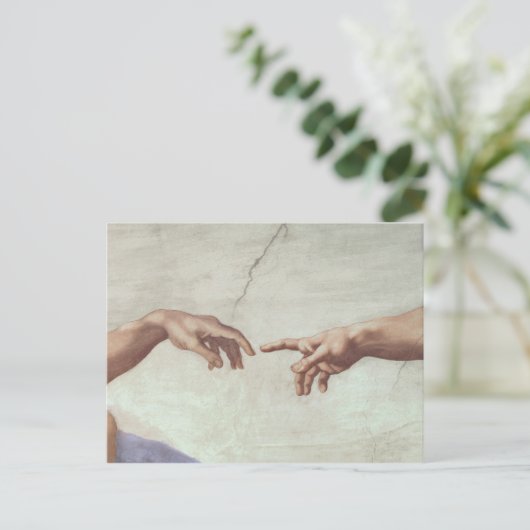 Handen van God en Adam Briefkaart (Staand voorkant)