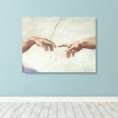 Handen van God en Adam Canvas Afdruk (Insitu (Houten vloer))