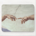 Handen van God en Adam Muismat<br><div class="desc">Handen van God en Adam,  detail van The Creation of Adam,  van het Sistine Ceiling,  1511 | door Michelangelo Buonarroti | Art Location: Vaticaanmusea en galerijen,  Vaticaanstad,  Italië | Italiaanse kunstenaar | Collectie Afbeelding nummer: BAL143446</div>