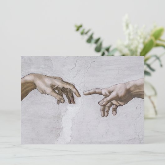 Handen van God en Adam van Michelangelo Bedankkaart (Staand voorkant)