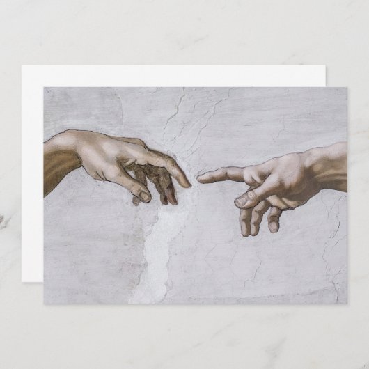 Handen van God en Adam van Michelangelo Bedankkaart (Voorkant / Achterkant)