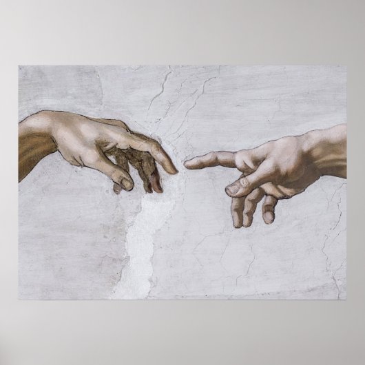 Handen van God en Adam van Michelangelo Poster (Voorkant)