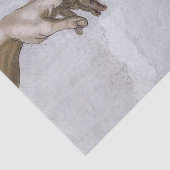 Handen van God en Adam van Michelangelo Tissuepapier (Detail)