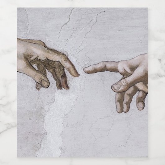 Handen van God en Adam van Michelangelo Wijn Etiket (Enkel label)