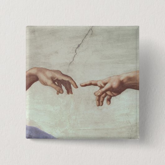 Handen van God en Adam Vierkante Button 5,1 Cm (Voorkant)