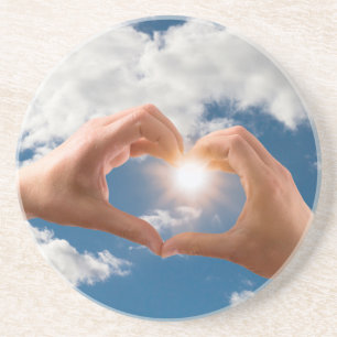 Handen van liefde zandsteen onderzetter